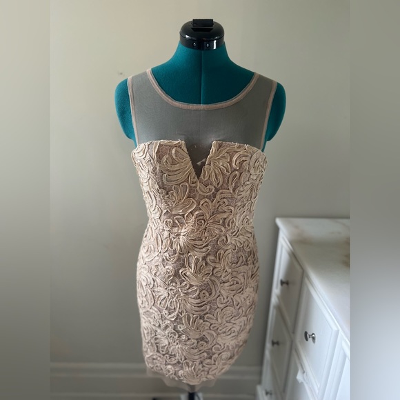 BCBG Maxazria Dress (Nude, Mesh, Shimmer, US 6) - Picture 1 of 3